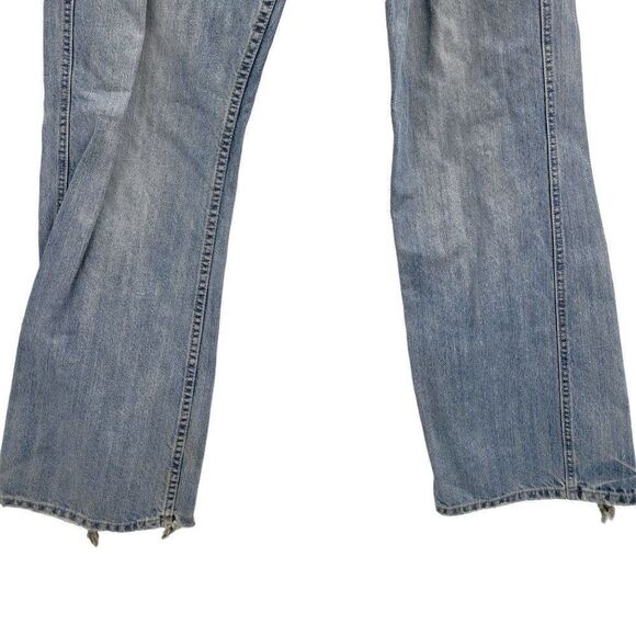 Mens Flypaper Jeans 34x34 Light Stone Wash Wide Straight Leg Thrashed Hem - Picture 8 of 10